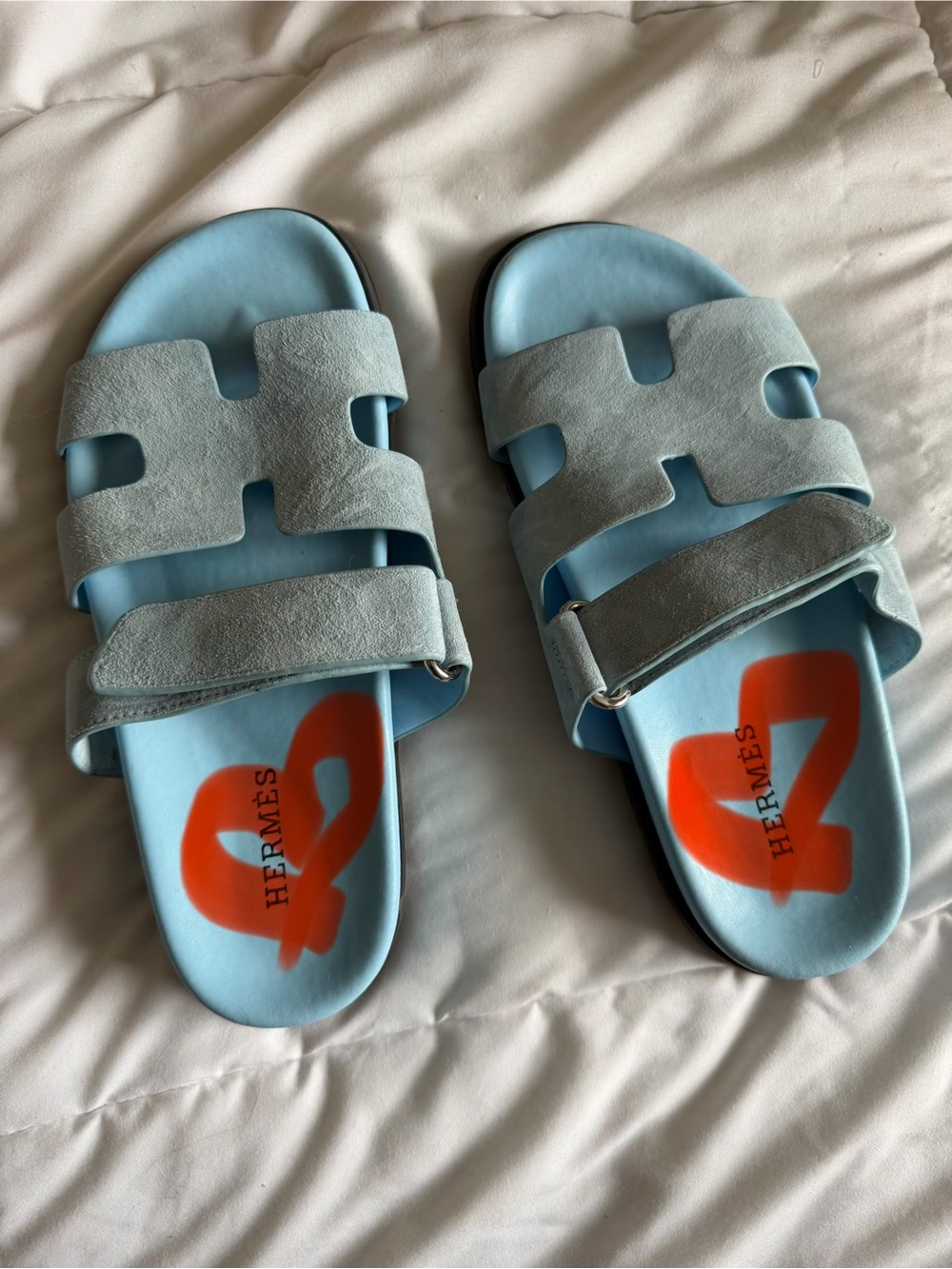 Baby Blue Leather Sandals